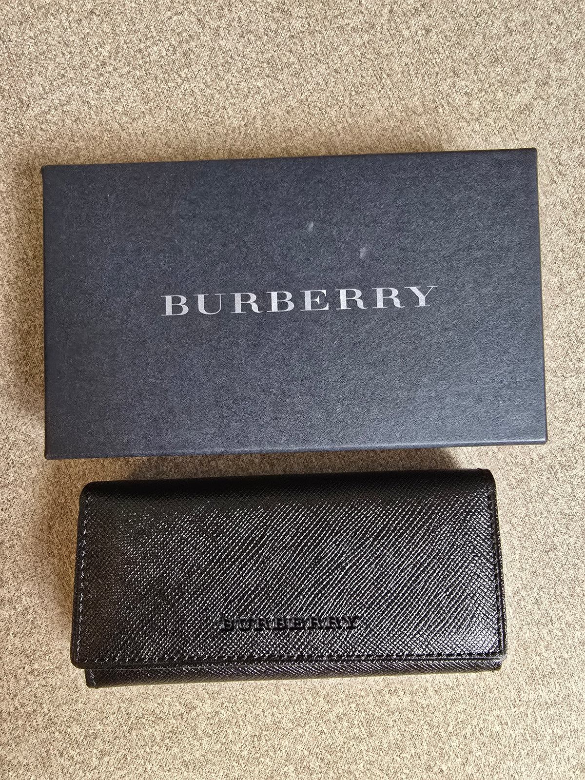 Burberry Multi Key Holder with Check Canvas & Black Leather
