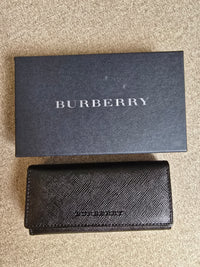 Burberry Multi Key Holder with Check Canvas & Black Leather
