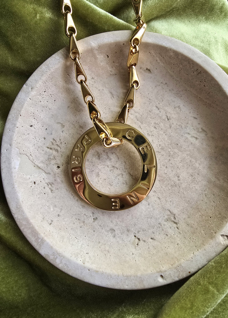 Vintage Celine Paris Necklace - Round Pendant