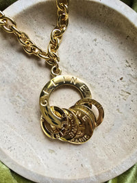 Celine Gold-Tone Sautoir Necklace With Rings