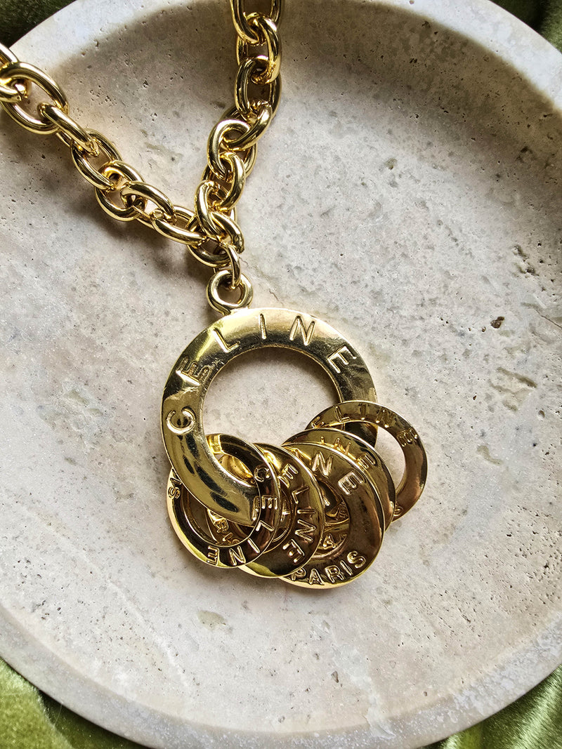 Celine Gold-Tone Sautoir Necklace With Rings