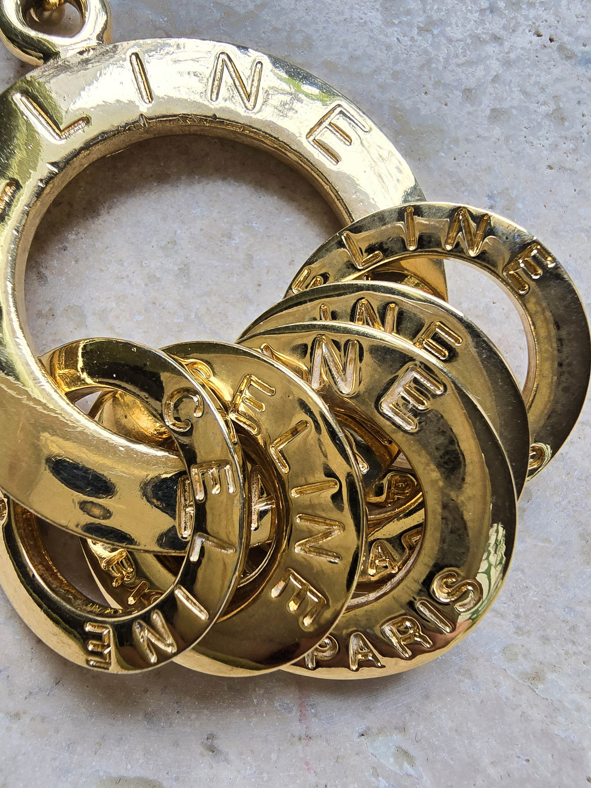 Celine Gold-Tone Sautoir Necklace With Rings