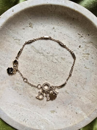 Dior Gold-Tone Charm Bracelet with Logo & Clover