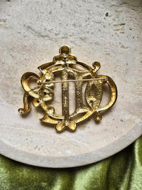 Dior Gold-Tone Monogram Brooch