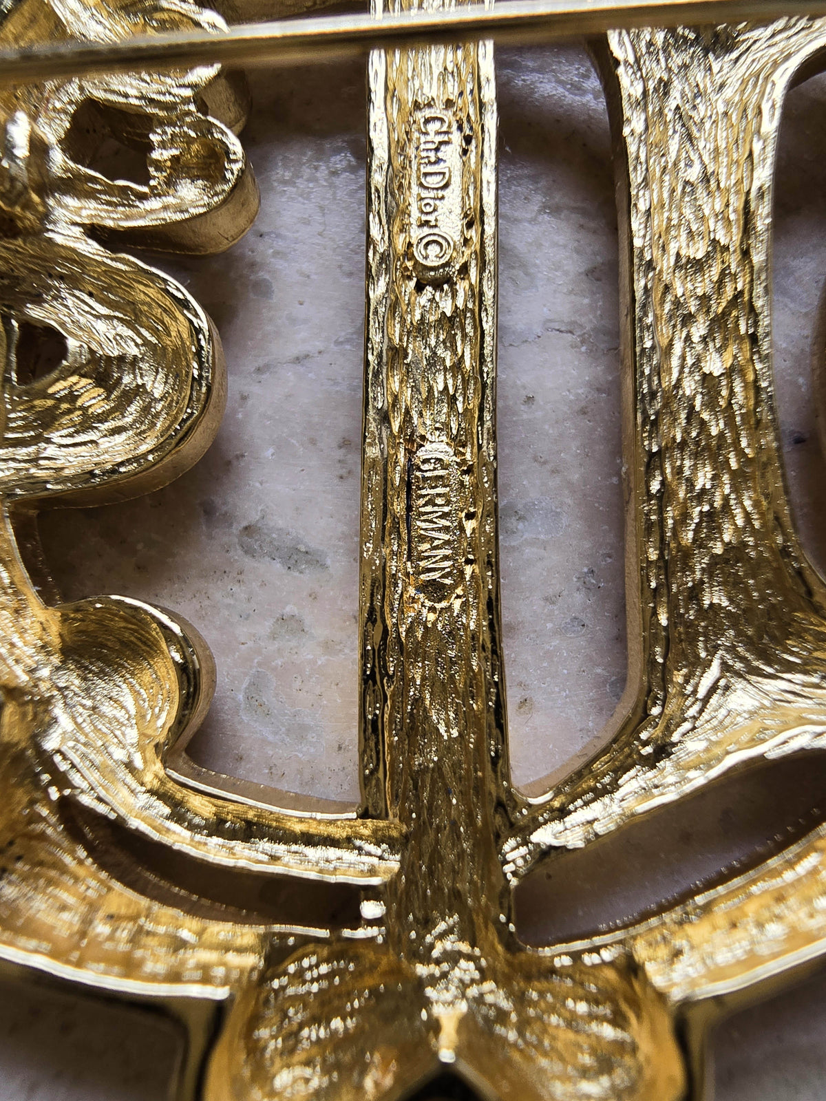Dior Gold-Tone Monogram Brooch