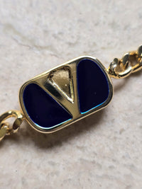 Valentino Gold-Tone Chain Bracelet with Enamel V Logo