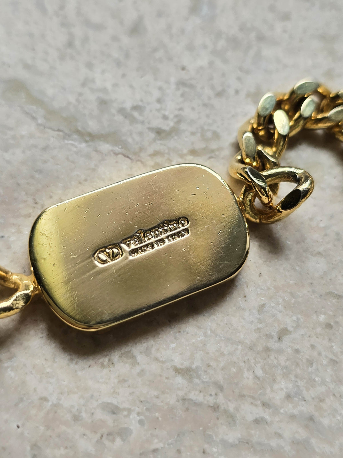 Valentino Gold-Tone Chain Bracelet with Enamel V Logo