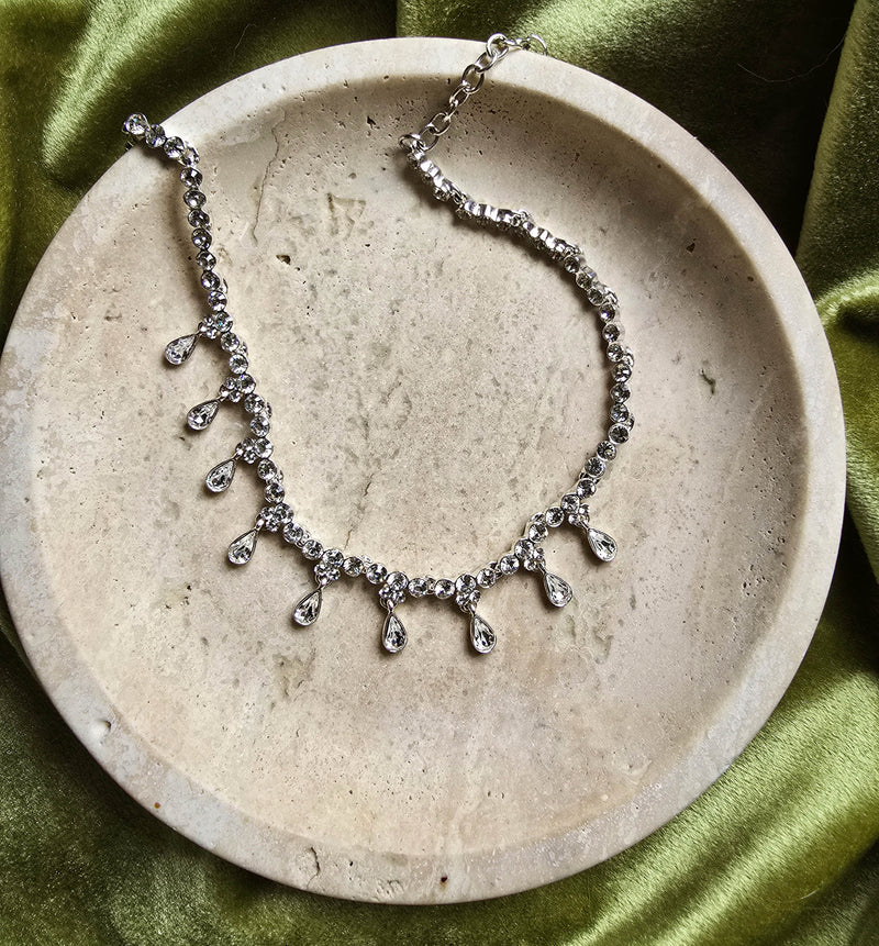 Givenchy Silver-Tone Crystal Drop Necklace