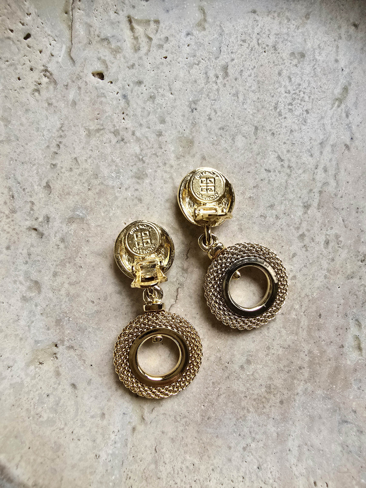 Givenchy Gold-Tone Clip-On Earrings with Textured Hoops