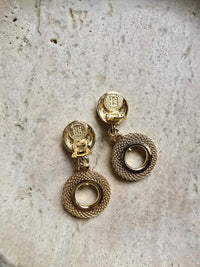 Givenchy Gold-Tone Clip-On Earrings with Textured Hoops