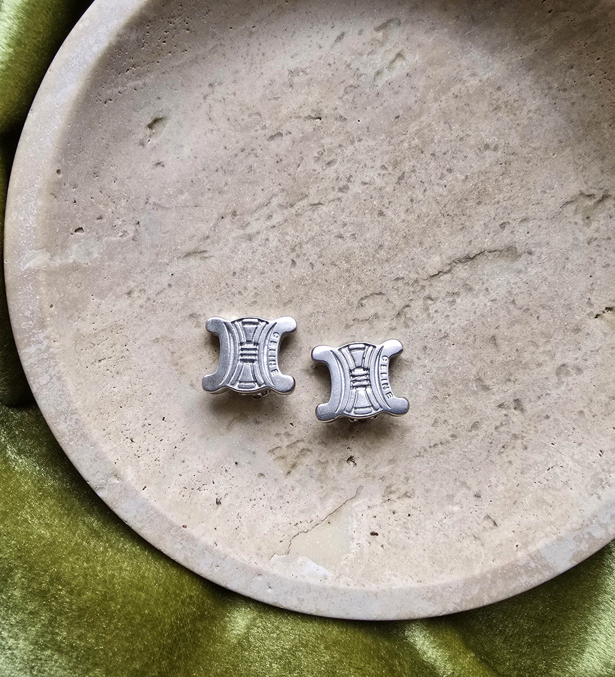 Celine Silver-Tone Triomphe Clip-On Earrings