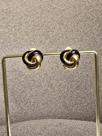 Givenchy Gold-Tone & Black Enamel Knot Clip-On Earrings
