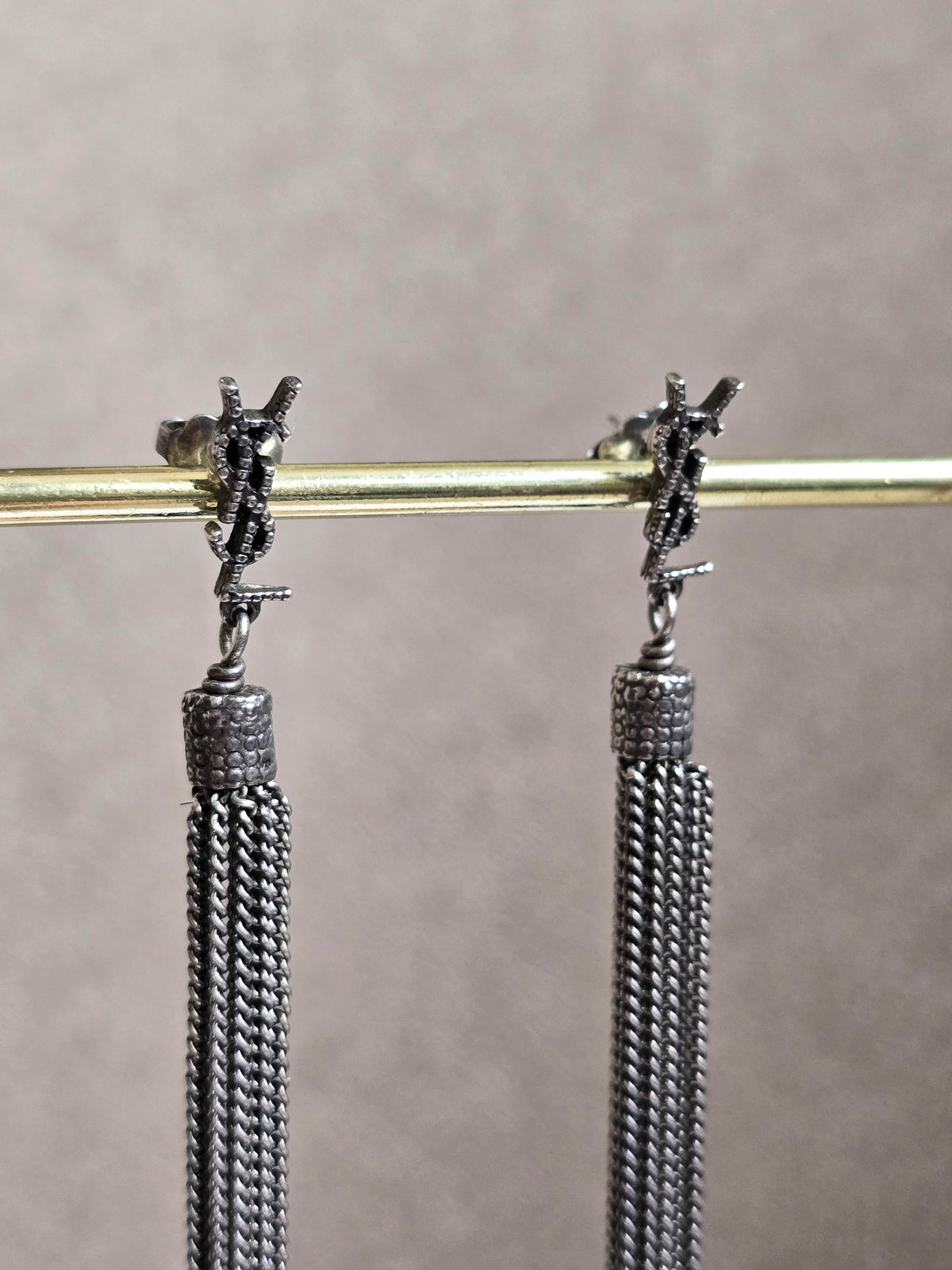 Yves Saint Laurent Silver-Tone Tassel Drop Earrings