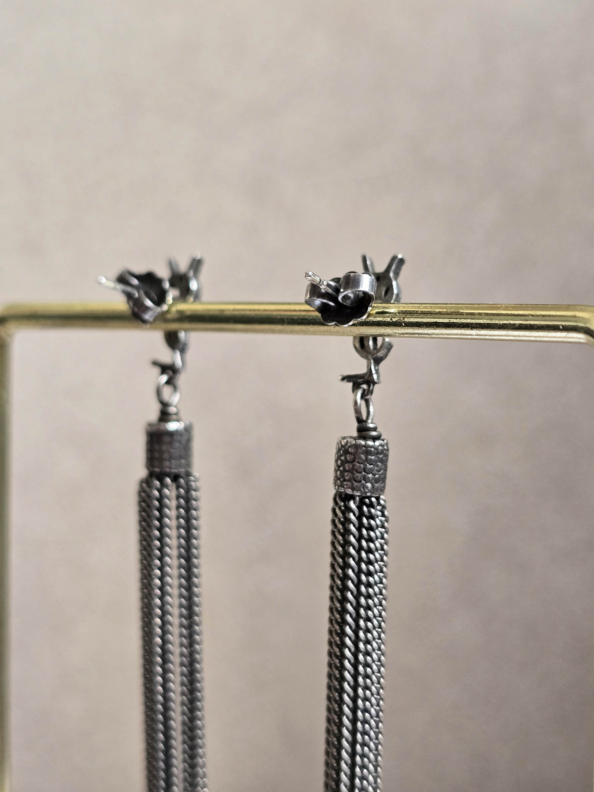 Yves Saint Laurent Silver-Tone Tassel Drop Earrings