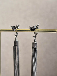 Yves Saint Laurent Silver-Tone Tassel Drop Earrings