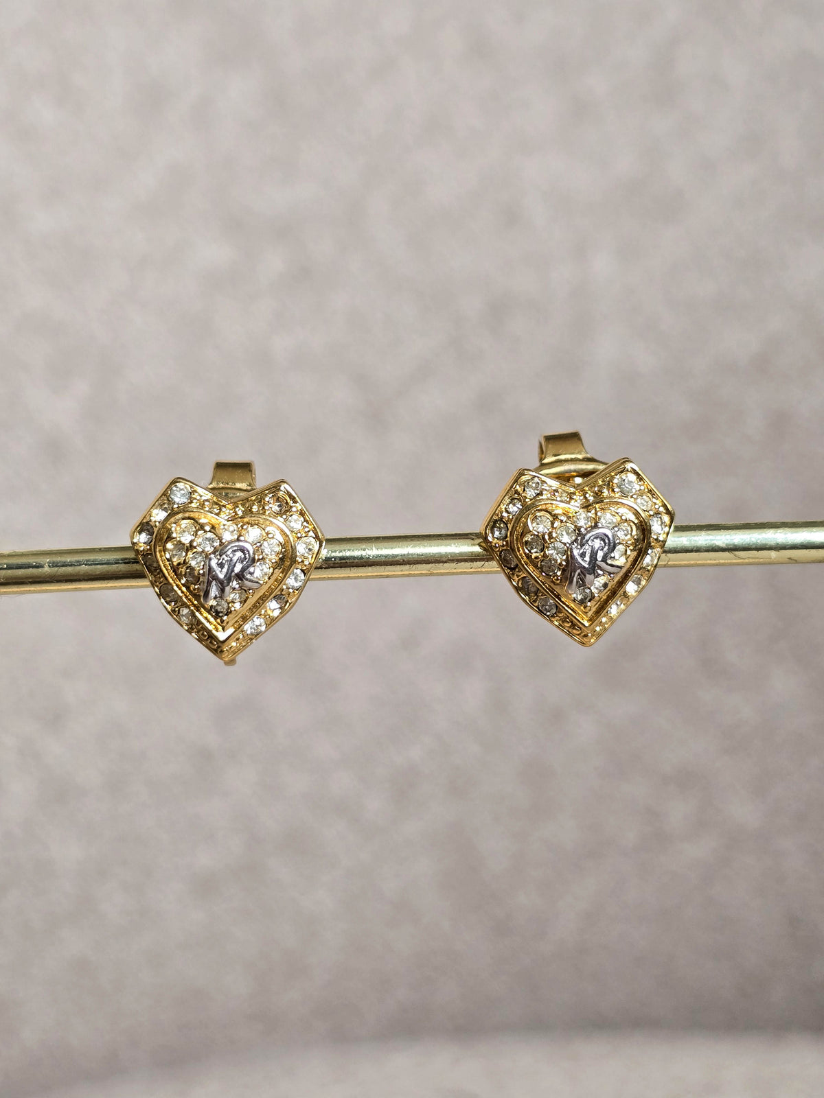 Nina Ricci Gold-Tone Heart Clip-On Earrings with Crystals