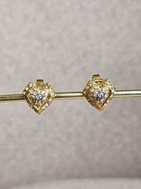 Nina Ricci Gold-Tone Heart Clip-On Earrings with Crystals
