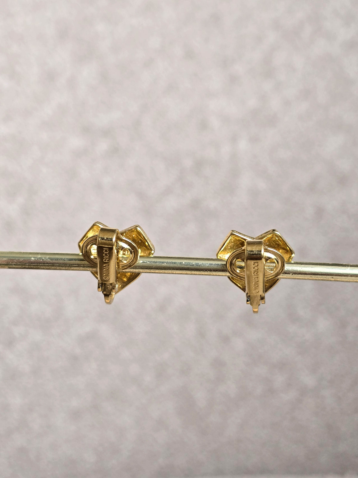 Nina Ricci Gold-Tone Heart Clip-On Earrings with Crystals