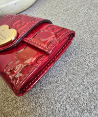 Gucci Red Patent Leather Heart Key Holder Wallet