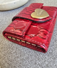 Gucci Red Patent Leather Heart Key Holder Wallet