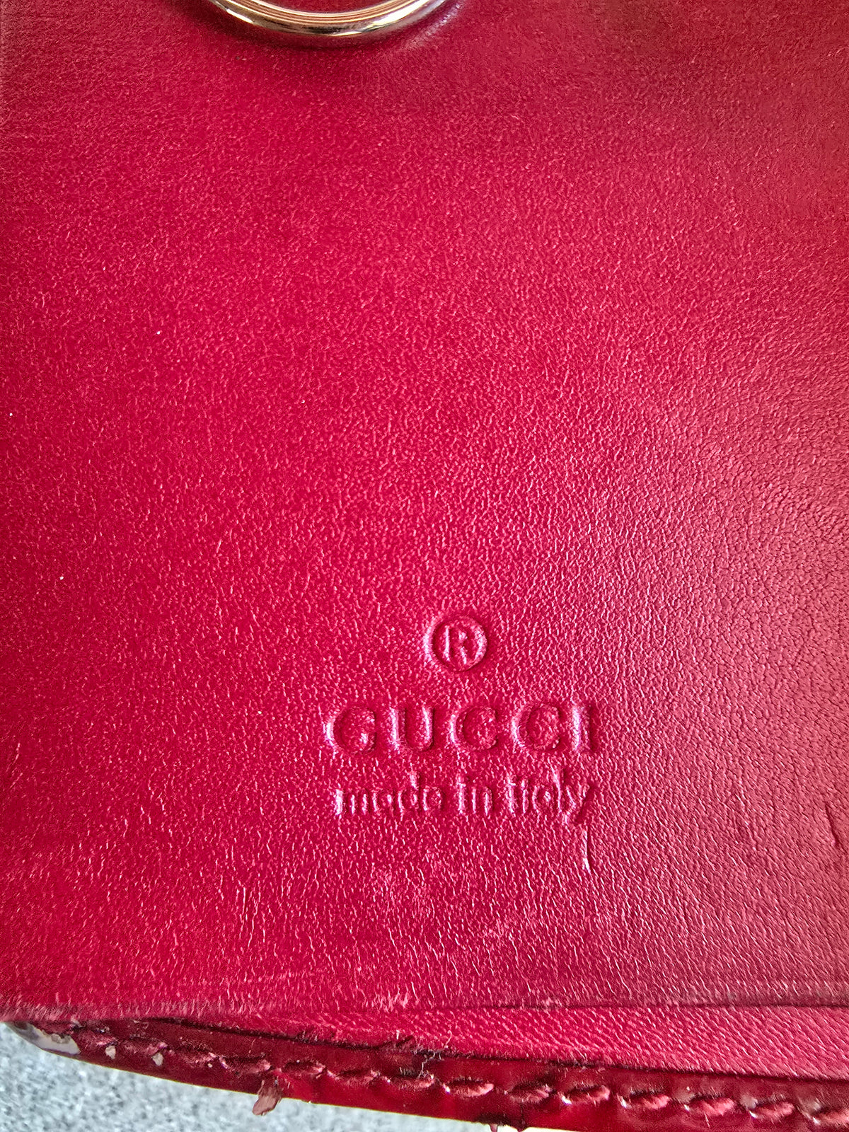 Gucci Red Patent Leather Heart Key Holder Wallet