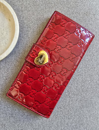Gucci Red Patent Leather Heart Long Wallet