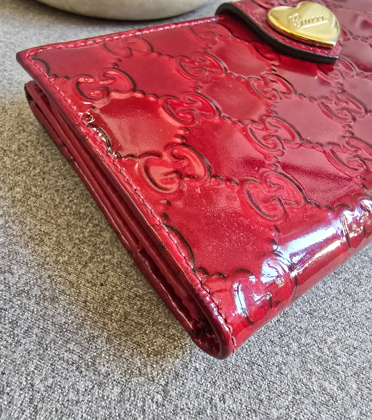 Gucci Red Patent Leather Heart Long Wallet