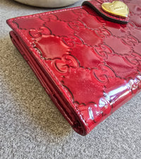 Gucci Red Patent Leather Heart Long Wallet