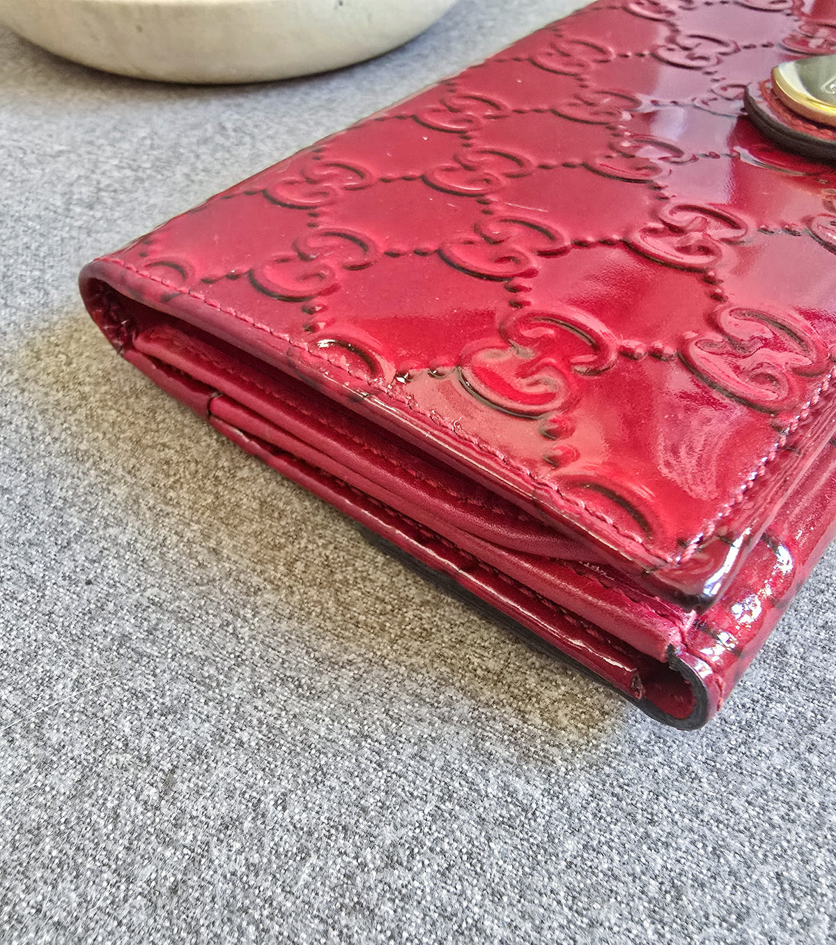 Gucci Red Patent Leather Heart Long Wallet
