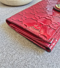 Gucci Red Patent Leather Heart Long Wallet