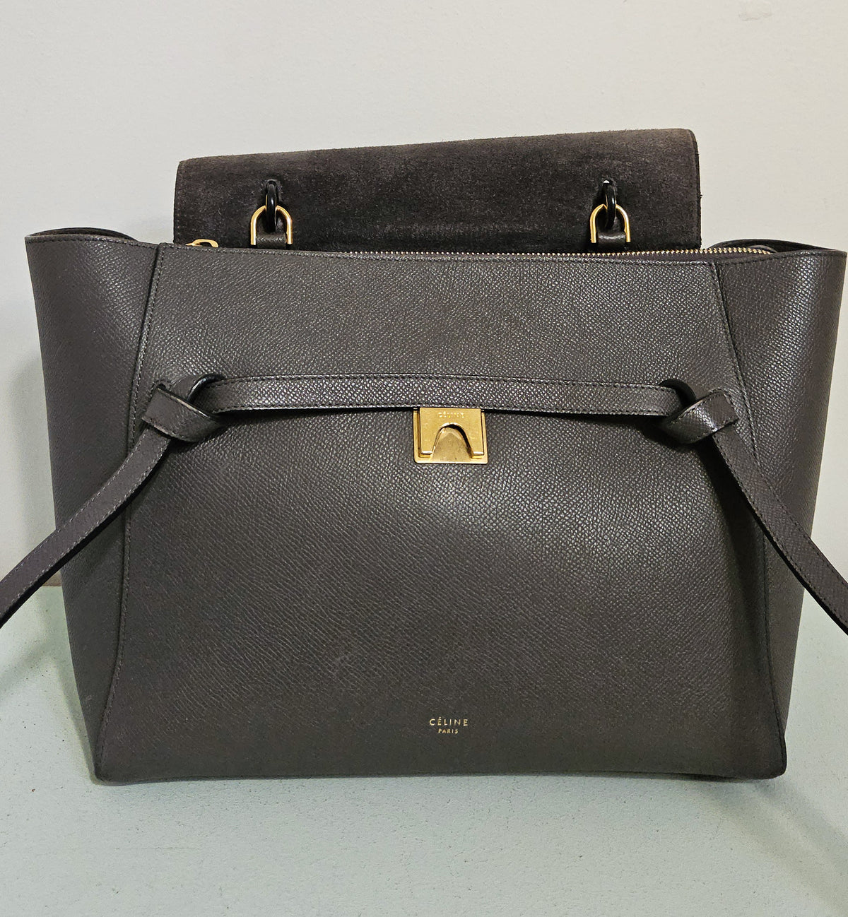 Céline Belt Bag in Dark Grey Grained Calfskin