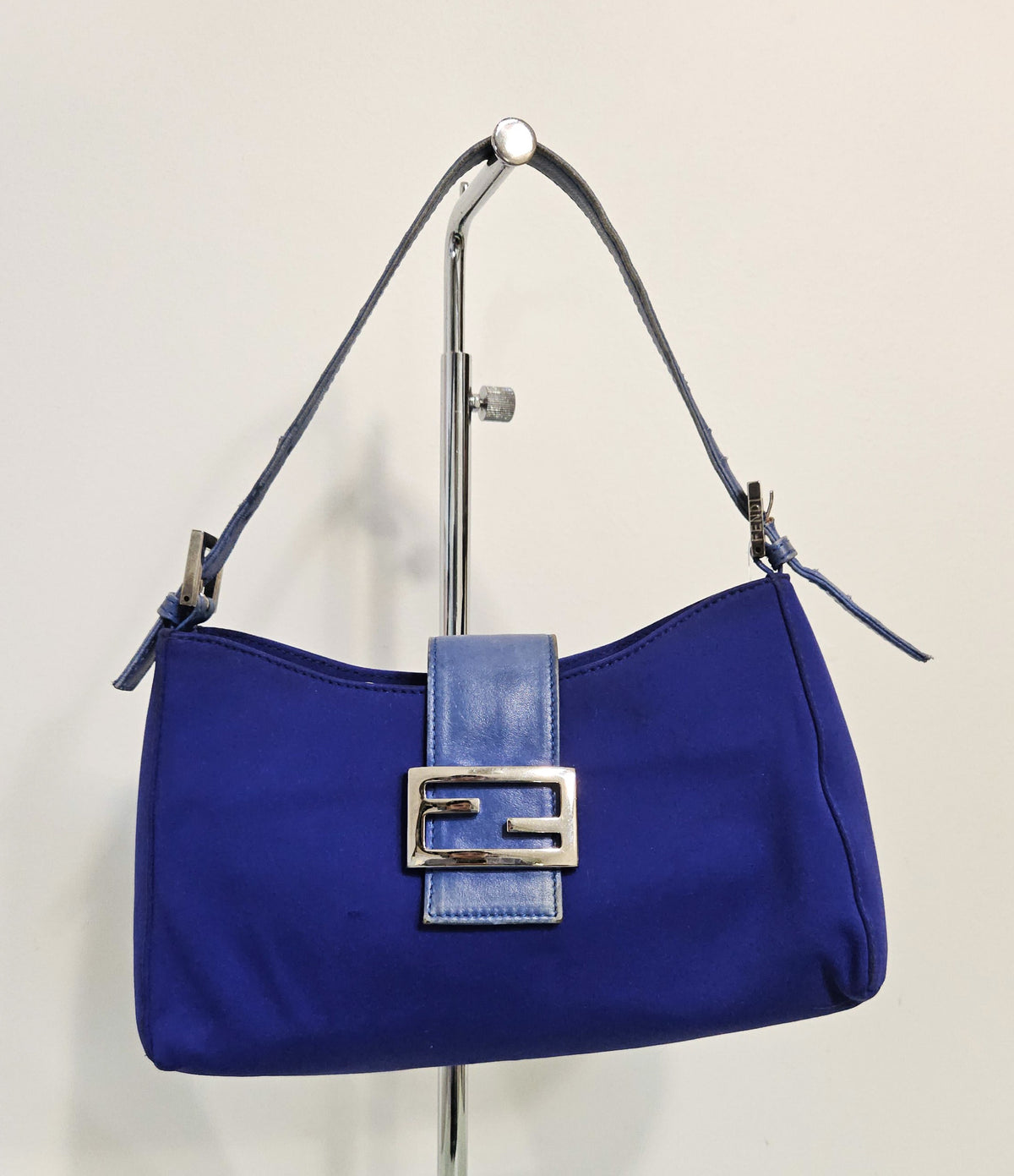 Fendi Baguette Bag Royal Blue Canvas & Leather