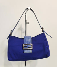 Fendi Baguette Bag Royal Blue Canvas & Leather