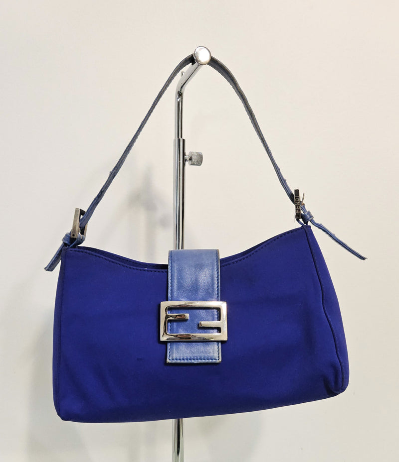 Fendi Baguette Bag Royal Blue Canvas & Leather