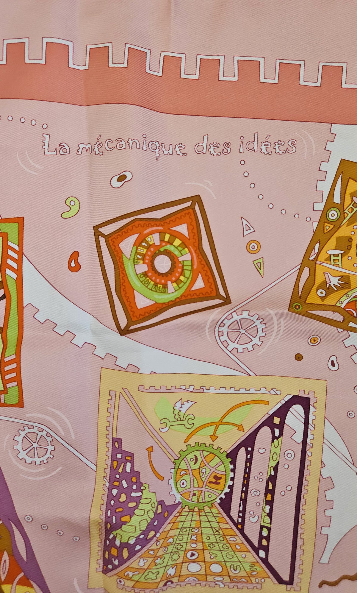Hermès Carré 90 "La mécanique des idées " Silk Scarf