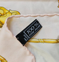 Vintage Celine Baroque Tassel Silk Scarf in Pink & Gold