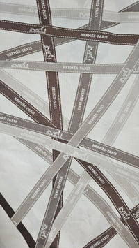 Hermès Triangle Scarf – Ribbon Motif in Neutrals