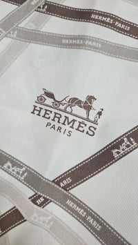 Hermès Triangle Scarf – Ribbon Motif in Neutrals