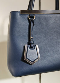 Fendi 2Jours Blue Leather Tote Bag