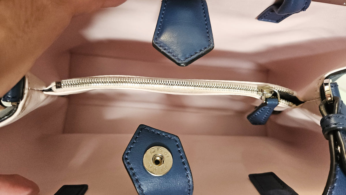 Fendi 2Jours Blue Leather Tote Bag