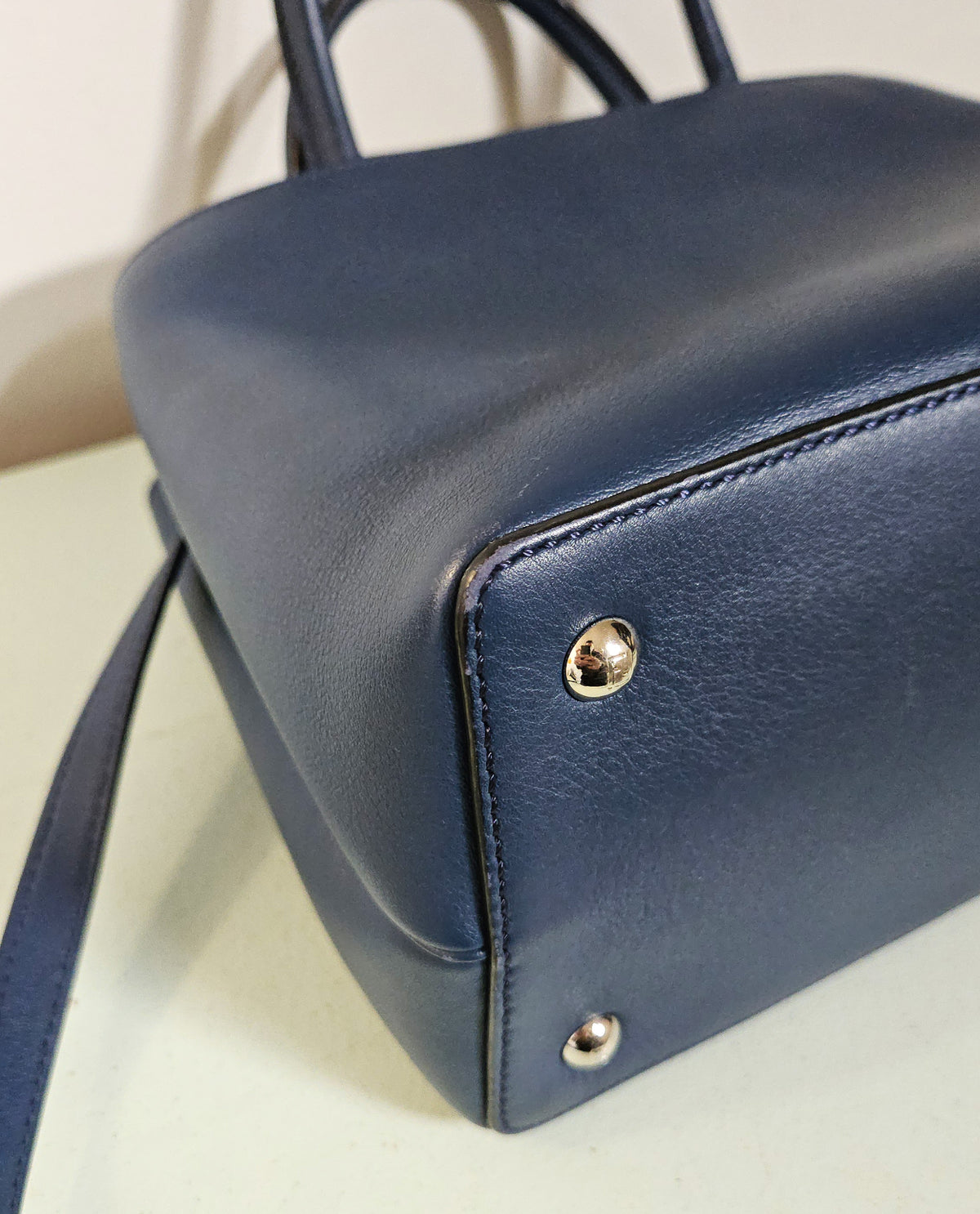 Fendi 2Jours Blue Leather Tote Bag