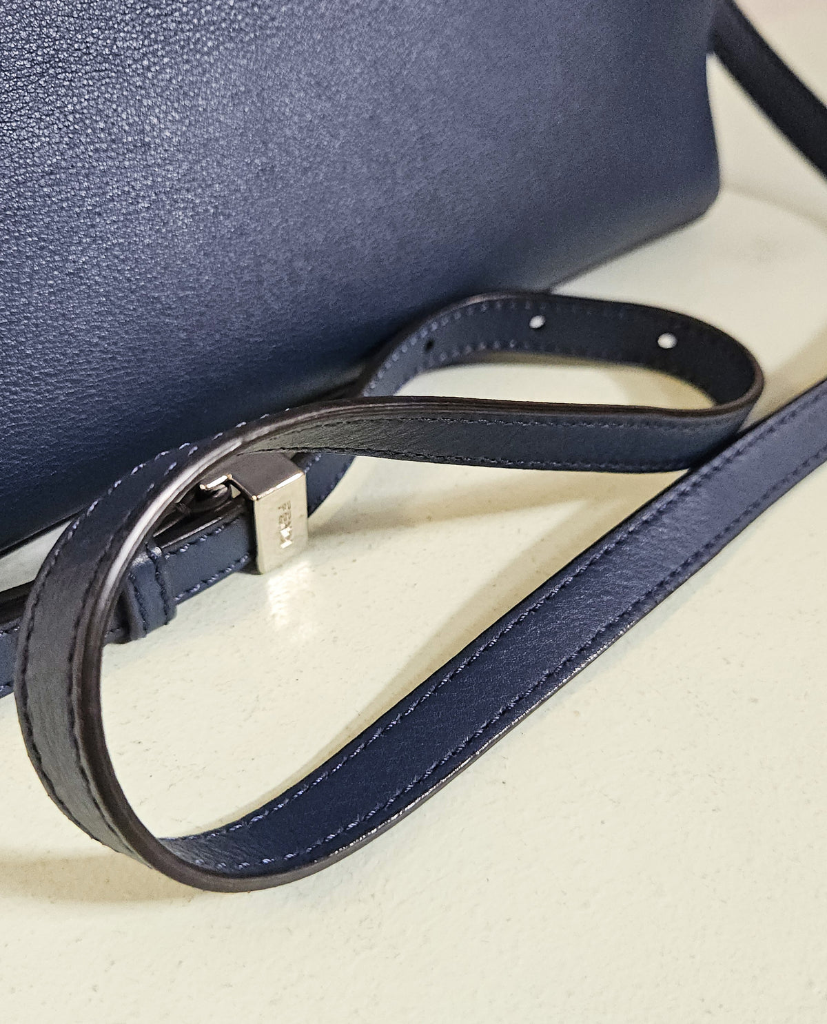 Fendi 2Jours Blue Leather Tote Bag