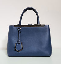 Fendi 2Jours Blue Leather Tote Bag