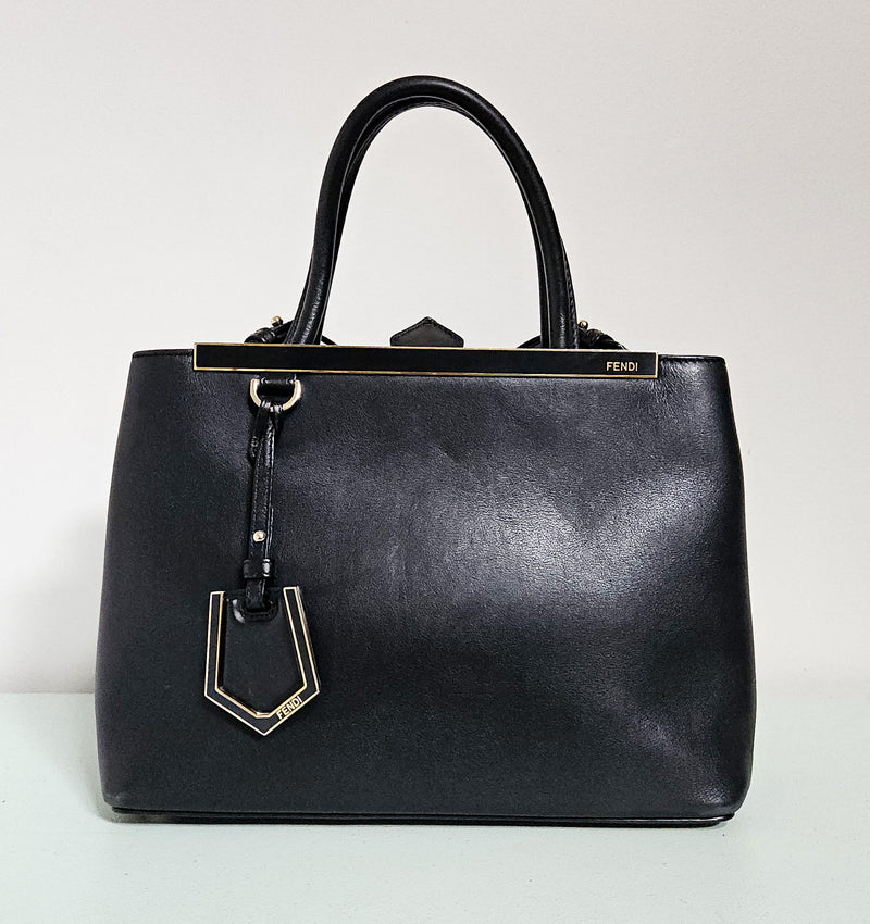 Fendi 2 Jours Black Leather Tote