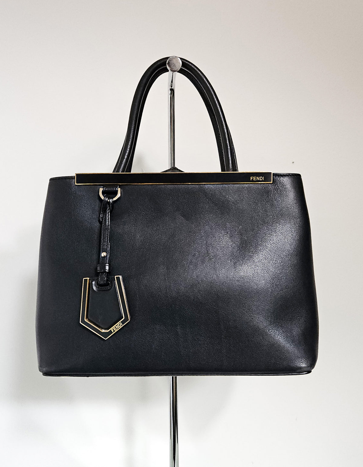 Fendi 2 Jours Black Leather Tote
