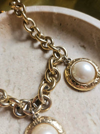 Collier Givenchy Vintage Chaîne à Gros Maillons et Perle Irisée