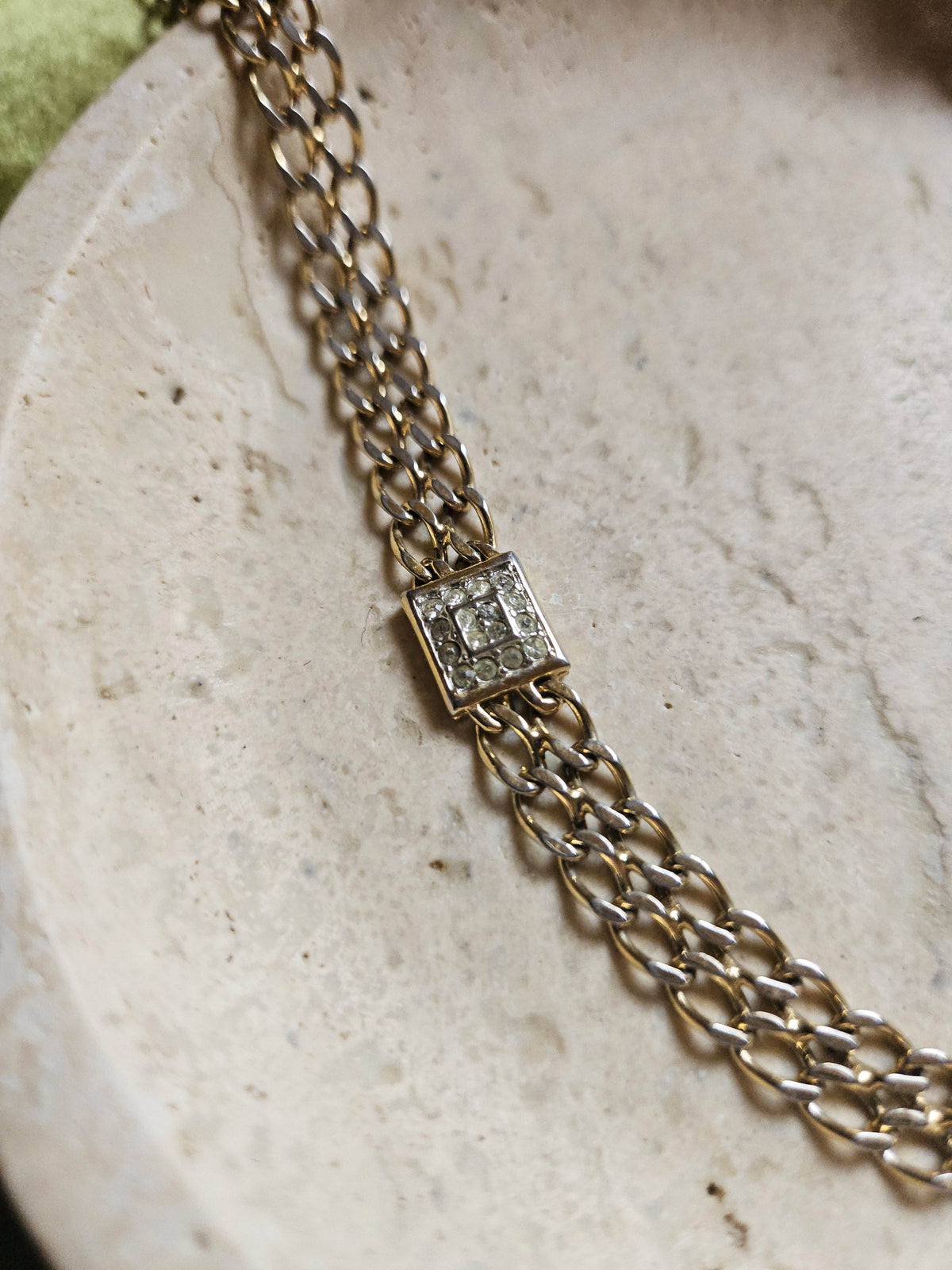 Sautoir Art Déco Nina Ricci Plaqué Or avec Cristaux