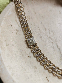 Sautoir Art Déco Nina Ricci Plaqué Or avec Cristaux