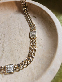 Sautoir Art Déco Nina Ricci Plaqué Or avec Cristaux