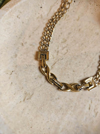 Sautoir Art Déco Nina Ricci Plaqué Or avec Cristaux